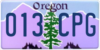 OR license plate 013CPG