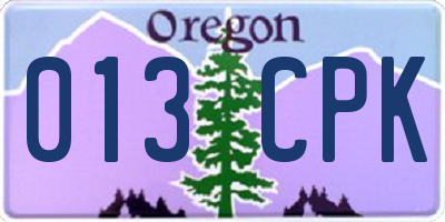 OR license plate 013CPK
