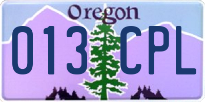 OR license plate 013CPL