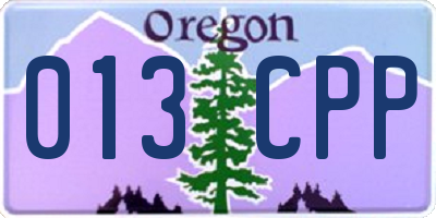 OR license plate 013CPP