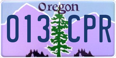 OR license plate 013CPR