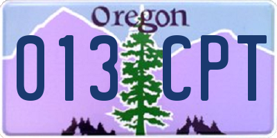 OR license plate 013CPT