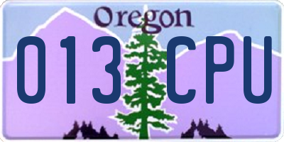 OR license plate 013CPU