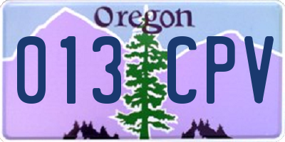 OR license plate 013CPV