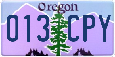 OR license plate 013CPY