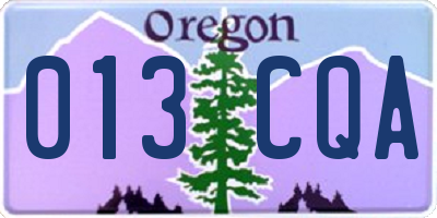 OR license plate 013CQA