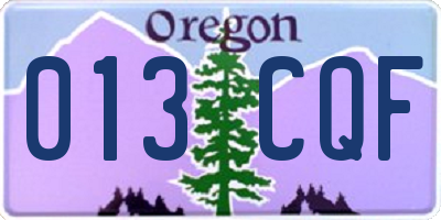 OR license plate 013CQF
