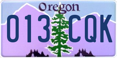 OR license plate 013CQK