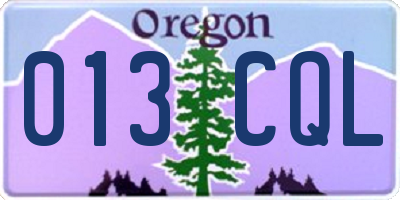 OR license plate 013CQL