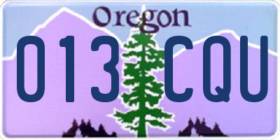 OR license plate 013CQU