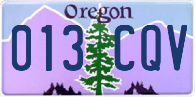 OR license plate 013CQV