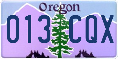 OR license plate 013CQX