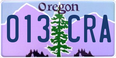 OR license plate 013CRA