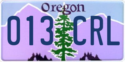 OR license plate 013CRL