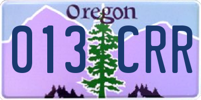 OR license plate 013CRR
