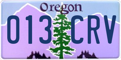 OR license plate 013CRV