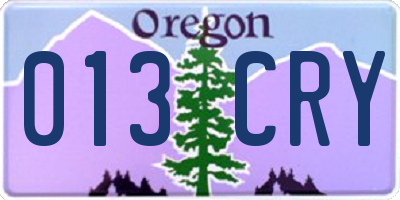 OR license plate 013CRY