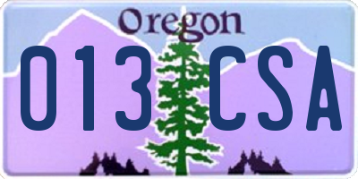 OR license plate 013CSA