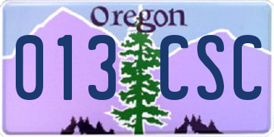 OR license plate 013CSC