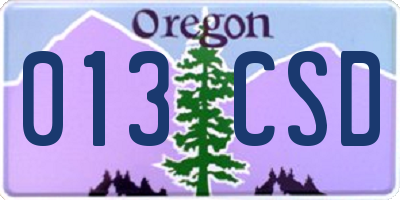 OR license plate 013CSD
