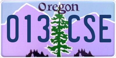 OR license plate 013CSE