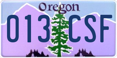 OR license plate 013CSF