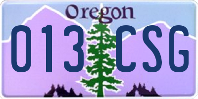 OR license plate 013CSG