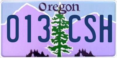 OR license plate 013CSH