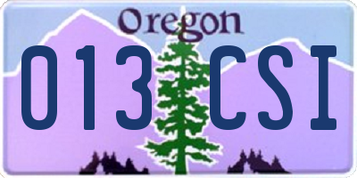OR license plate 013CSI