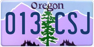 OR license plate 013CSJ
