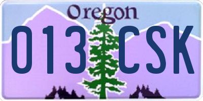 OR license plate 013CSK