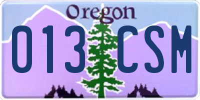 OR license plate 013CSM