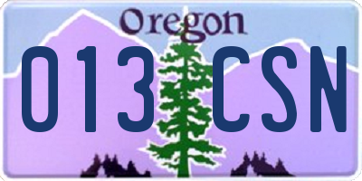 OR license plate 013CSN