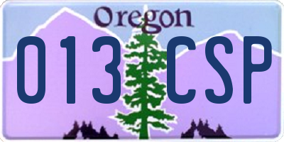 OR license plate 013CSP