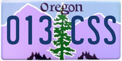 OR license plate 013CSS