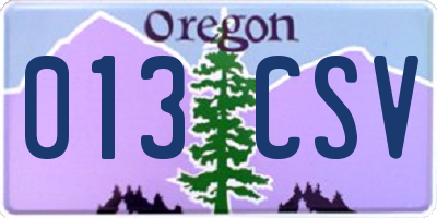 OR license plate 013CSV
