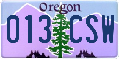 OR license plate 013CSW