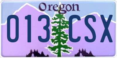 OR license plate 013CSX