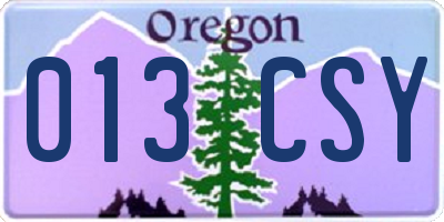OR license plate 013CSY