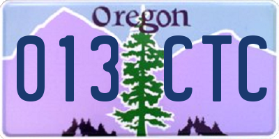 OR license plate 013CTC