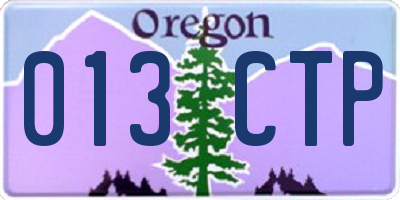 OR license plate 013CTP