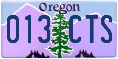 OR license plate 013CTS