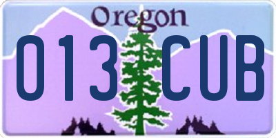 OR license plate 013CUB
