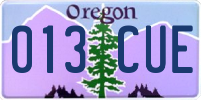 OR license plate 013CUE