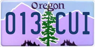 OR license plate 013CUI