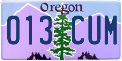 OR license plate 013CUM