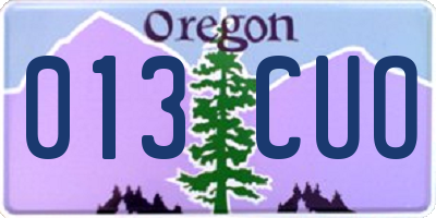 OR license plate 013CUO