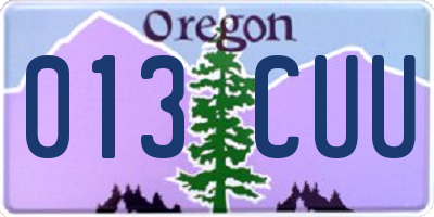 OR license plate 013CUU