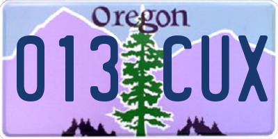 OR license plate 013CUX