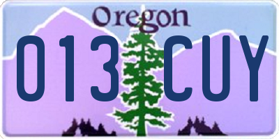 OR license plate 013CUY